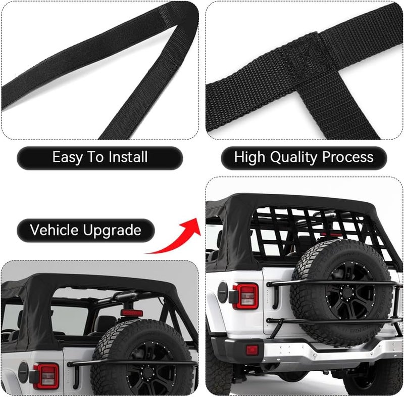 BARTOO Mesh Cargo Net Roof Top Netting Hammock Compatible with Jeep Wrangler YJ TJ JK JKU JL JLU 1987-2024 & Gladiator JT Accessories, Black - Image 5